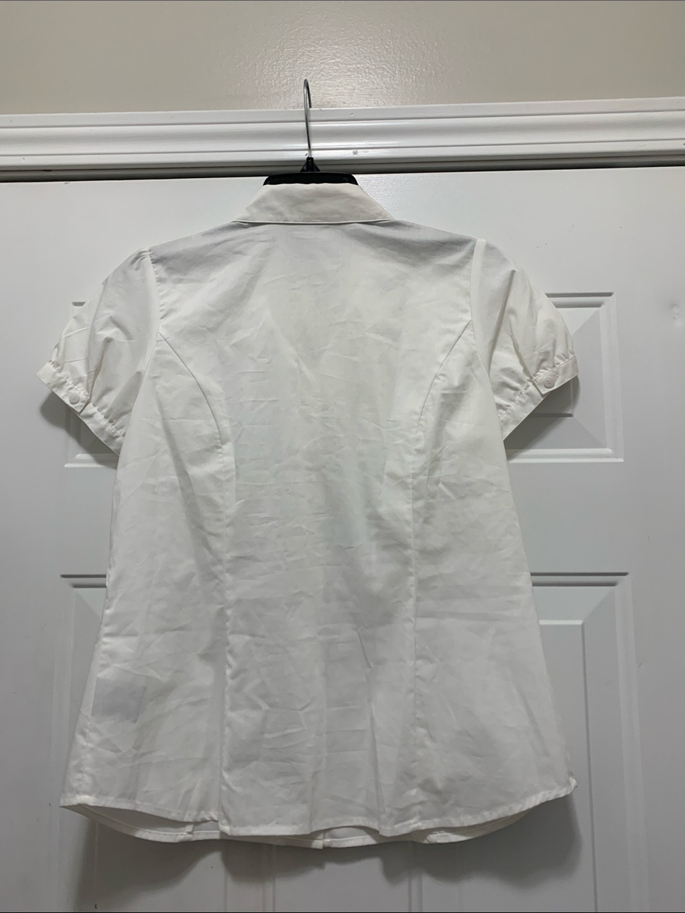 3/$15 Worthington White Cotton Blend Short-Sleeve Button-Down Blouse Size MP - Picture 3 of 4